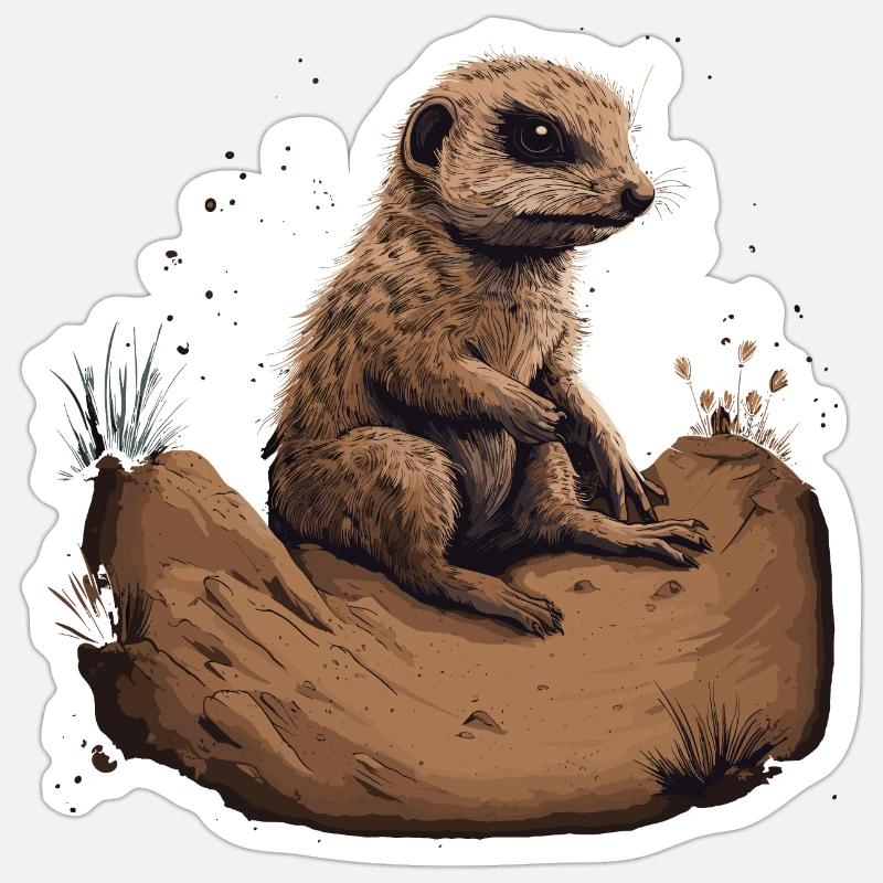 Suricate bébé mangouste Afrique Sticker taille S (10 x 10 cm)