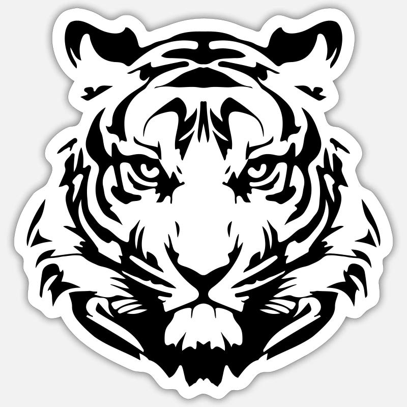 tigre - Sticker taille S (10 x 10 cm) - blanc mat