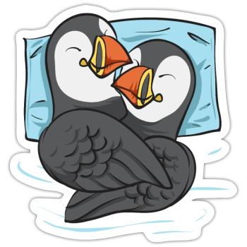 puffin puffin auke birds Lunde - Sticker size S (10 x 10 cm) - white matte - Front