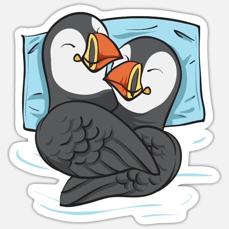 macareux macareux moines oiseaux Lunde - Sticker taille S (10 x 10 cm) - blanc mat
