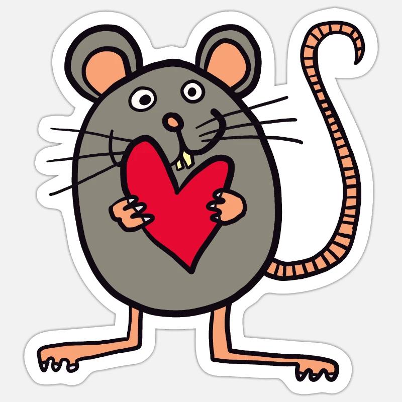 Maus mit Herz Sticker Größe S (10 x 10 cm)