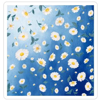 Vintage Kamille Blume Vintage Chamomile Flower - Sticker Größe S (10 x 10 cm) - Mattweiß - Vorne