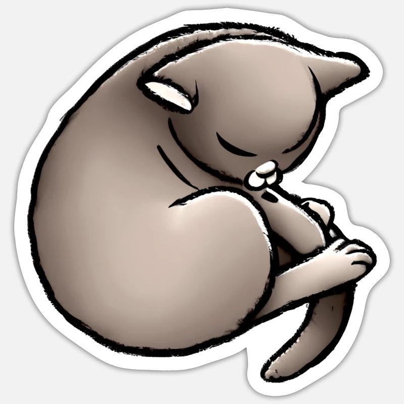 dessin de sieste du chat mignon Sticker taille S (10 x 10 cm)