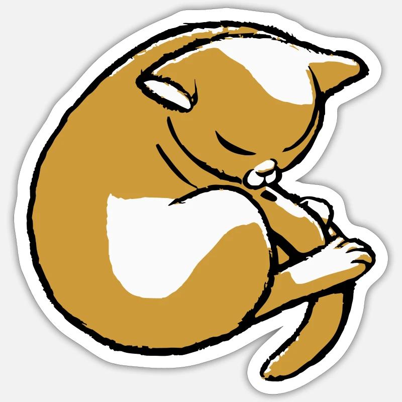 chat qui dort en boule Sticker taille S (10 x 10 cm)