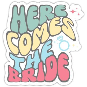 Here comes the bride-la mariée - Sticker taille S (10 x 10 cm) - blanc mat - Devant
