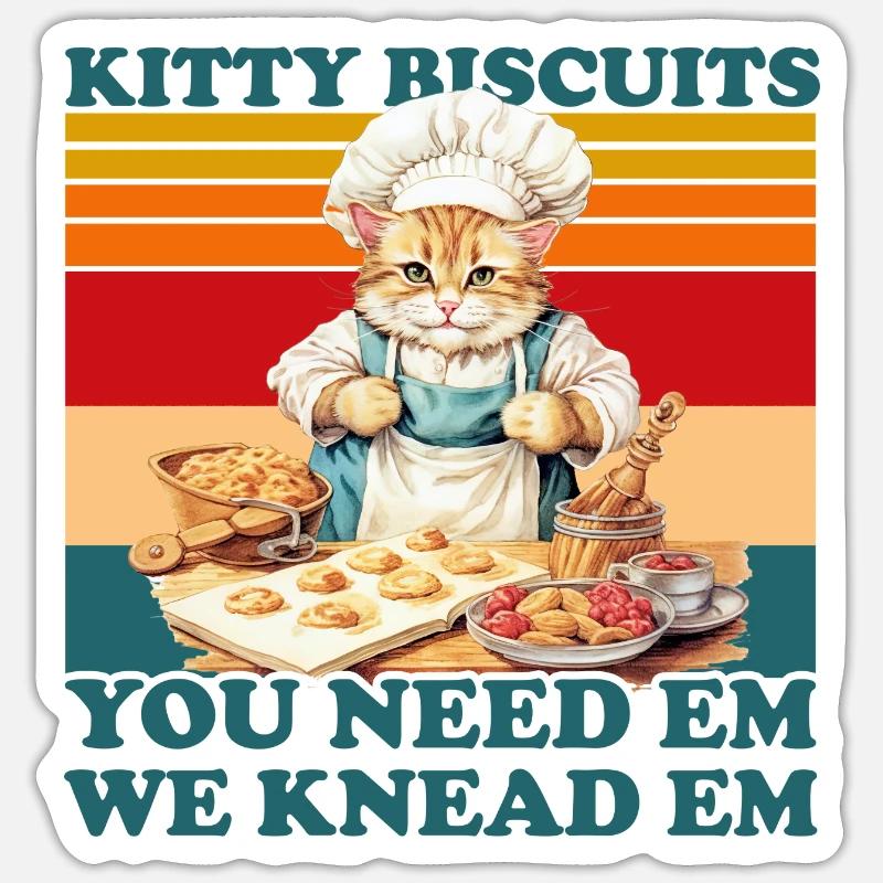 Kitty Biscuits Katze Kater Kekse Bäcker Backen Sticker Größe S (10 x 10 cm)