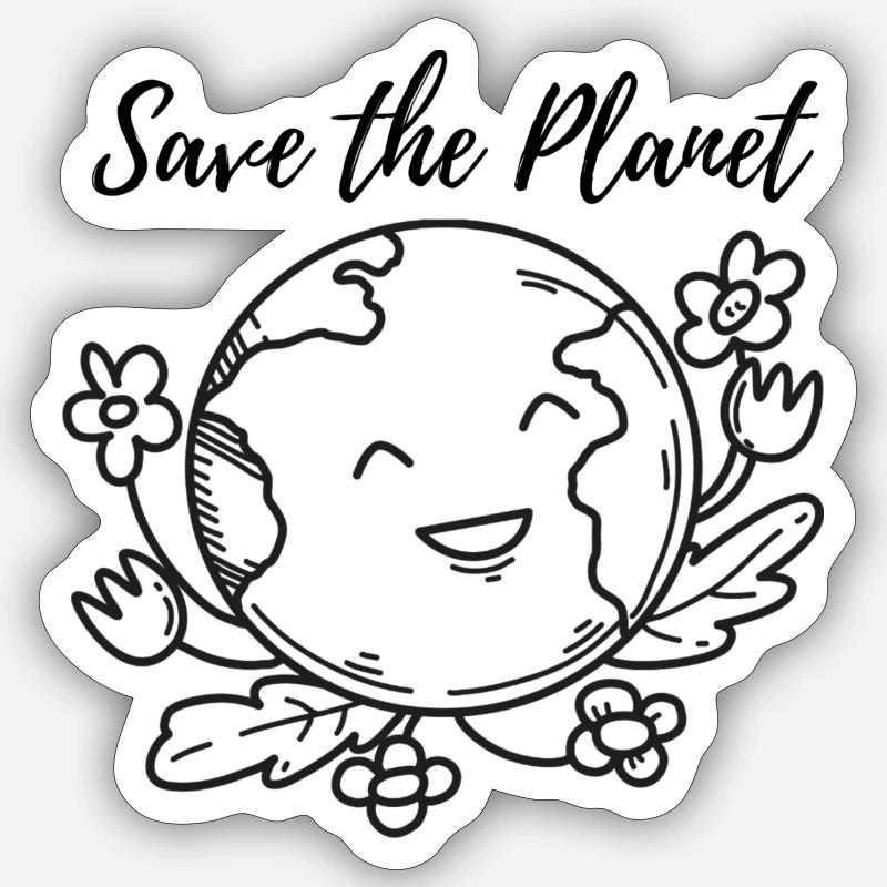 Save the Planet - Sticker Größe S (10 x 10 cm) - Mattweiß