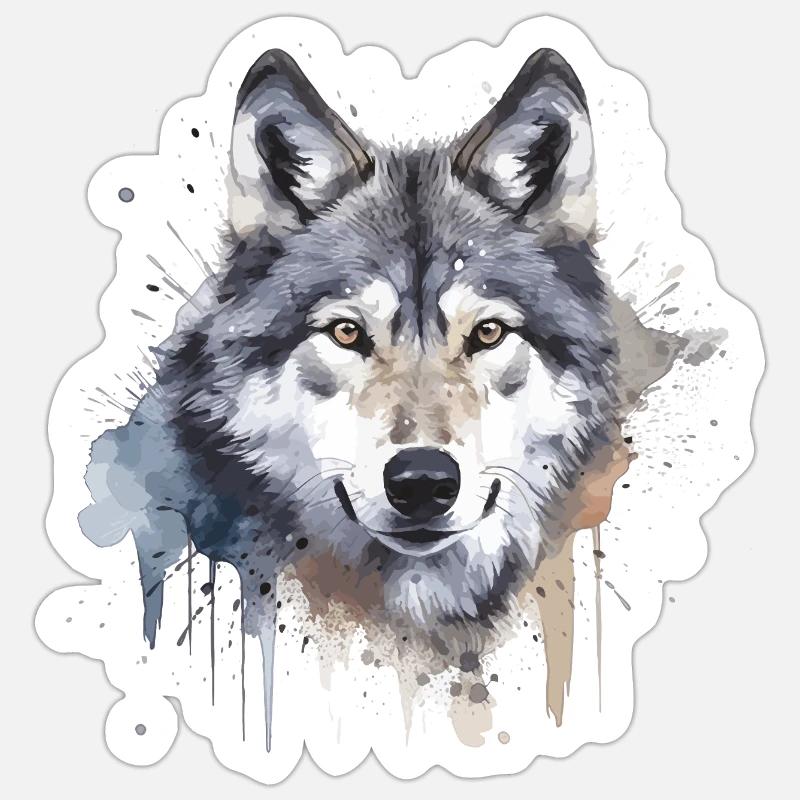 Loup 2 - Sticker taille S (10 x 10 cm) - blanc mat