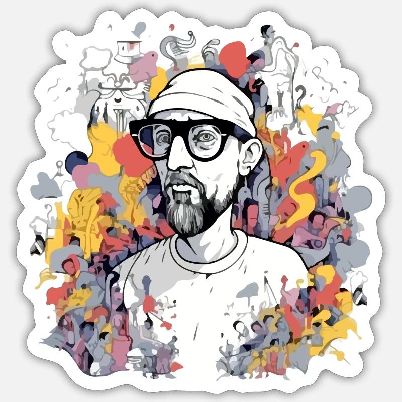 Marc le peintre - Sticker taille S (10 x 10 cm) - blanc mat