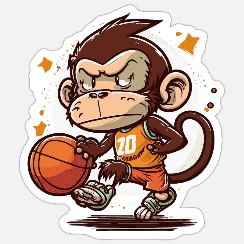 Monkey Baller - Sticker taille S (10 x 10 cm) - blanc mat