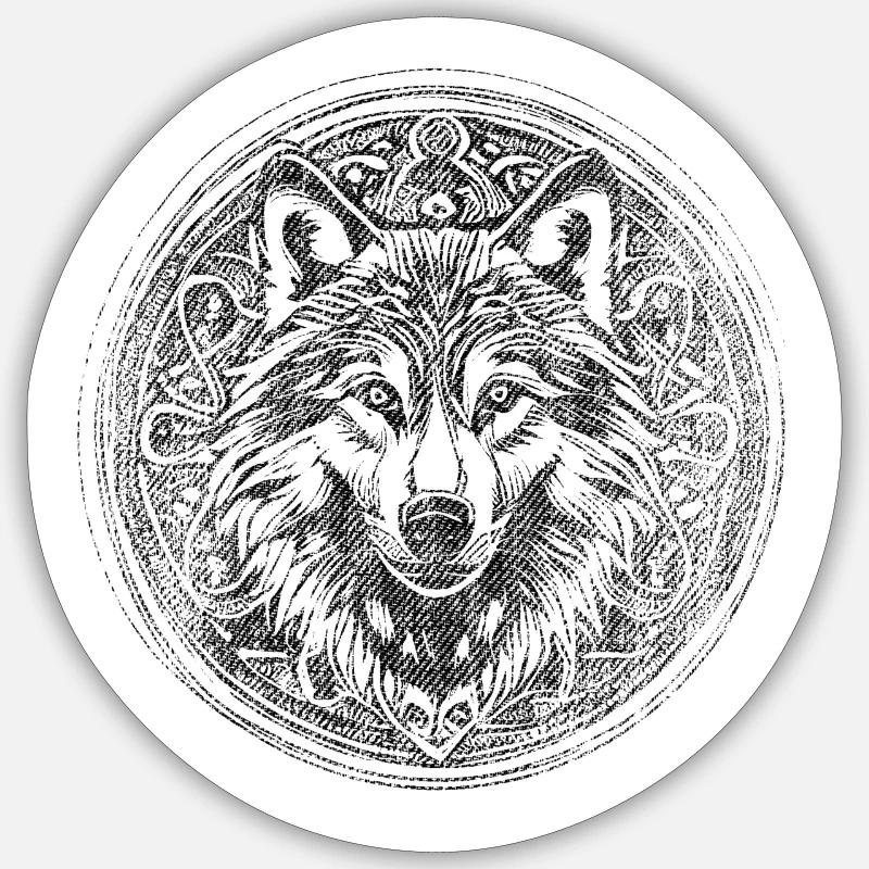 Wolf Wikinger Wild - Sticker Größe S (10 x 10 cm) - Mattweiß