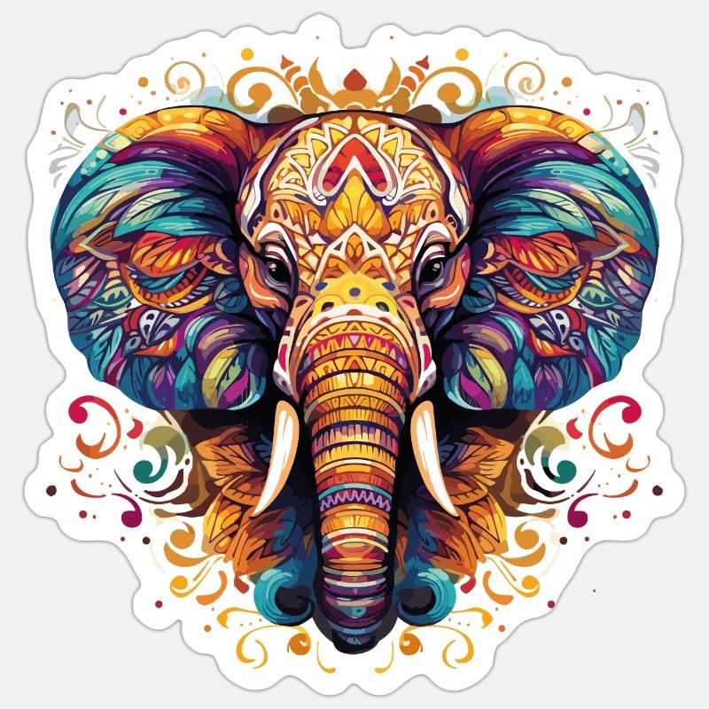 Sort d’éléphant mystique Sticker taille S (10 x 10 cm)