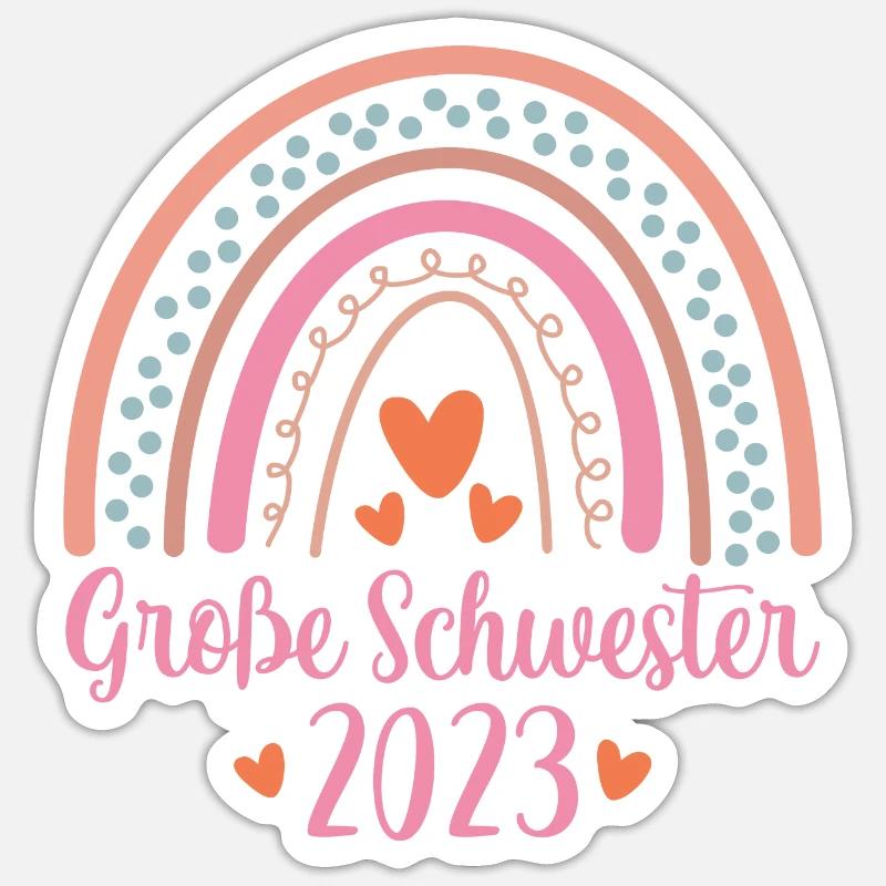 Große Schwester 2023 - Sticker Größe S (10 x 10 cm) - Mattweiß