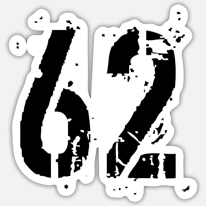Number 62 - Sticker size S (10 x 10 cm) - white matte