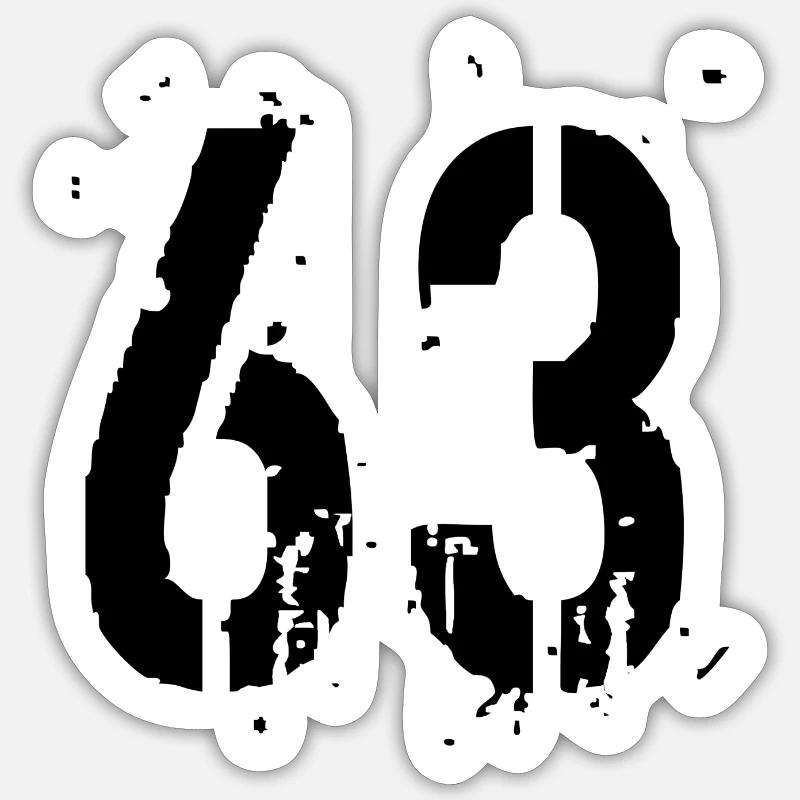 Nummer 63 - Sticker Größe S (10 x 10 cm) - Mattweiß