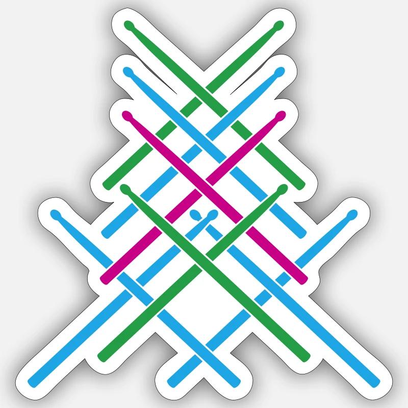 Drumsticks Schlagzeug | Farben änderbar - Sticker Größe S (10 x 10 cm) - Mattweiß