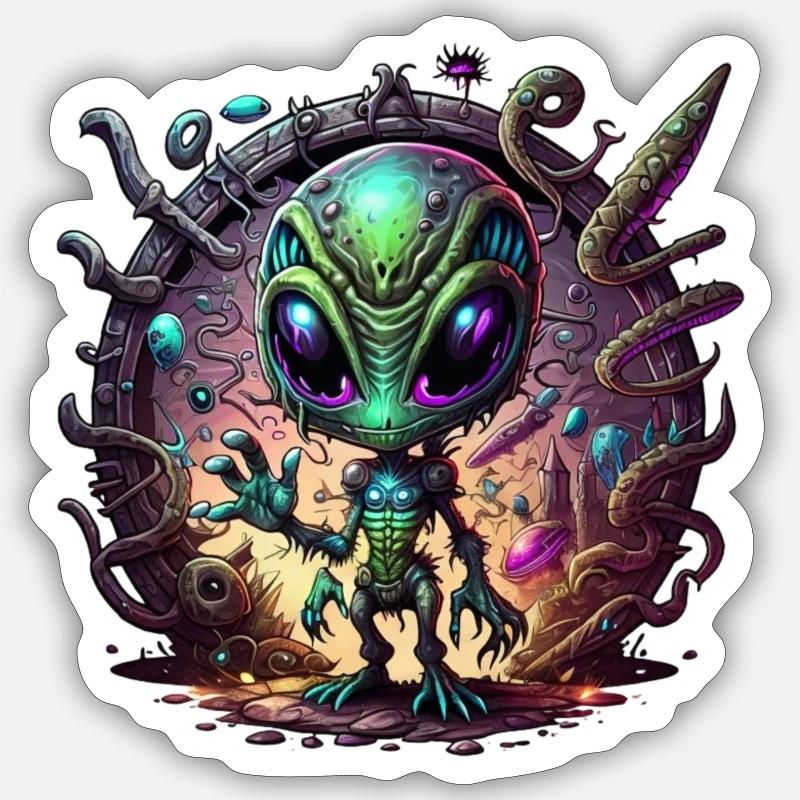 Garçon extraterrestre Sticker taille S (10 x 10 cm)