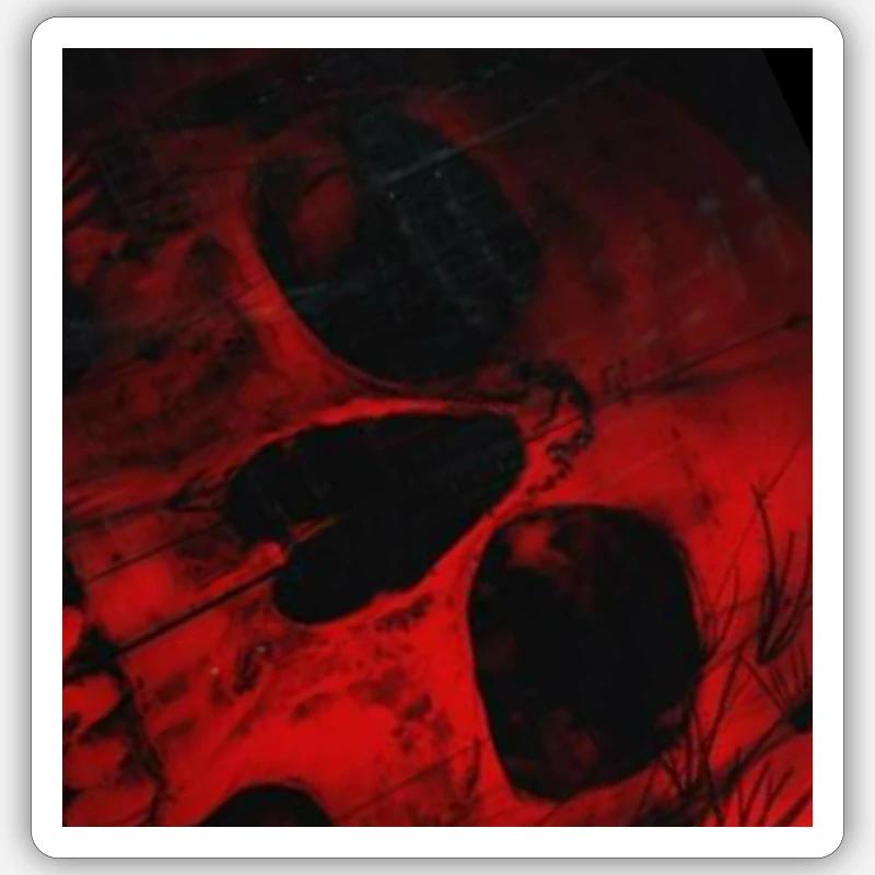Rotes Schattenmuster Schädel - Sticker Größe S (10 x 10 cm) - Mattweiß