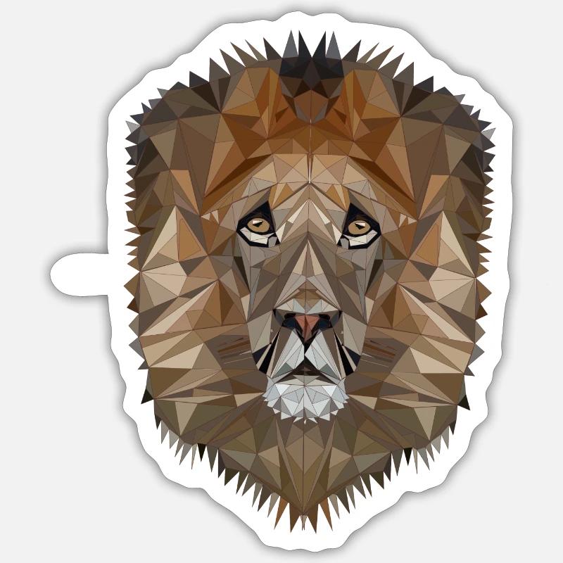 Löwe-Polygon Design-Herrscher des Jungles - Sticker Größe S (10 x 10 cm) - Mattweiß
