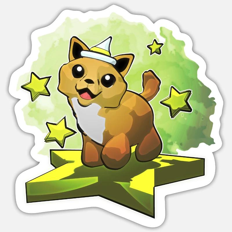 Weißer Sternchen-Zauberer-Welpe - Sticker Größe S (10 x 10 cm) - Mattweiß