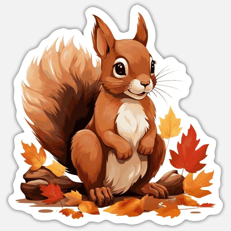 kleines Eichhörnchen Sticker Größe S (10 x 10 cm)