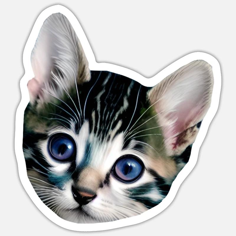 chaton - Sticker taille S (10 x 10 cm) - blanc mat