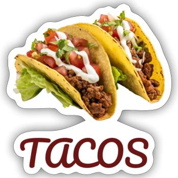 Tacos - Sticker size S (10 x 10 cm) - white matte - Front
