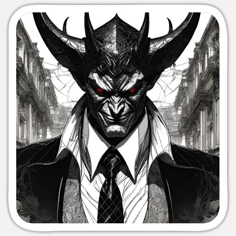 Elegant devil with suit and tie Sticker size S (10 x 10 cm)
