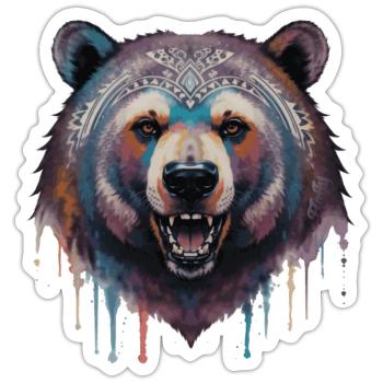Tribal bear - Sticker size S (10 x 10 cm) - white matte - Front