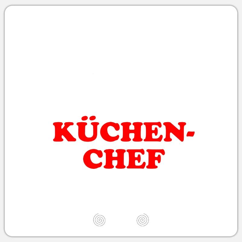 Küchenchef mit Messern - Sticker Größe S (10 x 10 cm) - Mattweiß