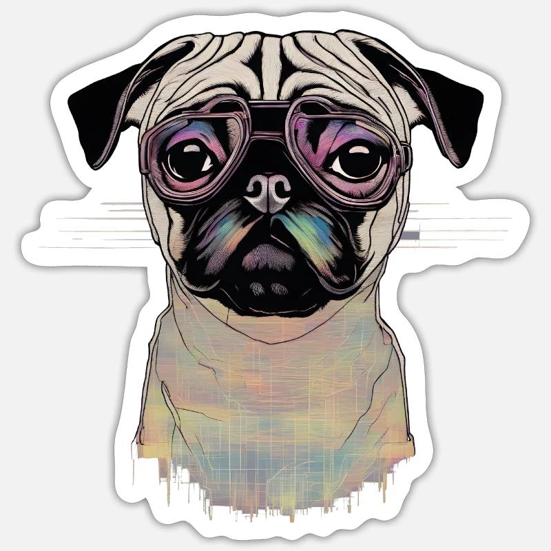 Mops Sticker Größe S (10 x 10 cm)