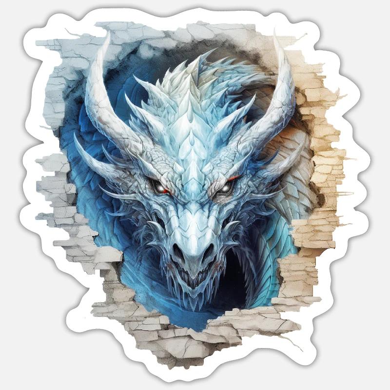 Drache - Sticker Größe S (10 x 10 cm) - Mattweiß
