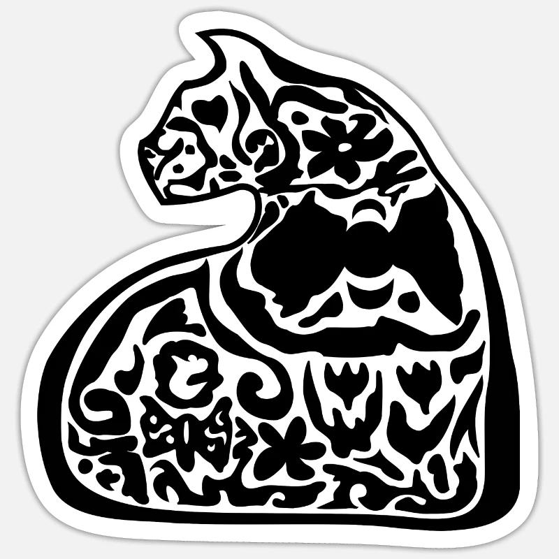 Forme de chat élégante Sticker taille S (10 x 10 cm)