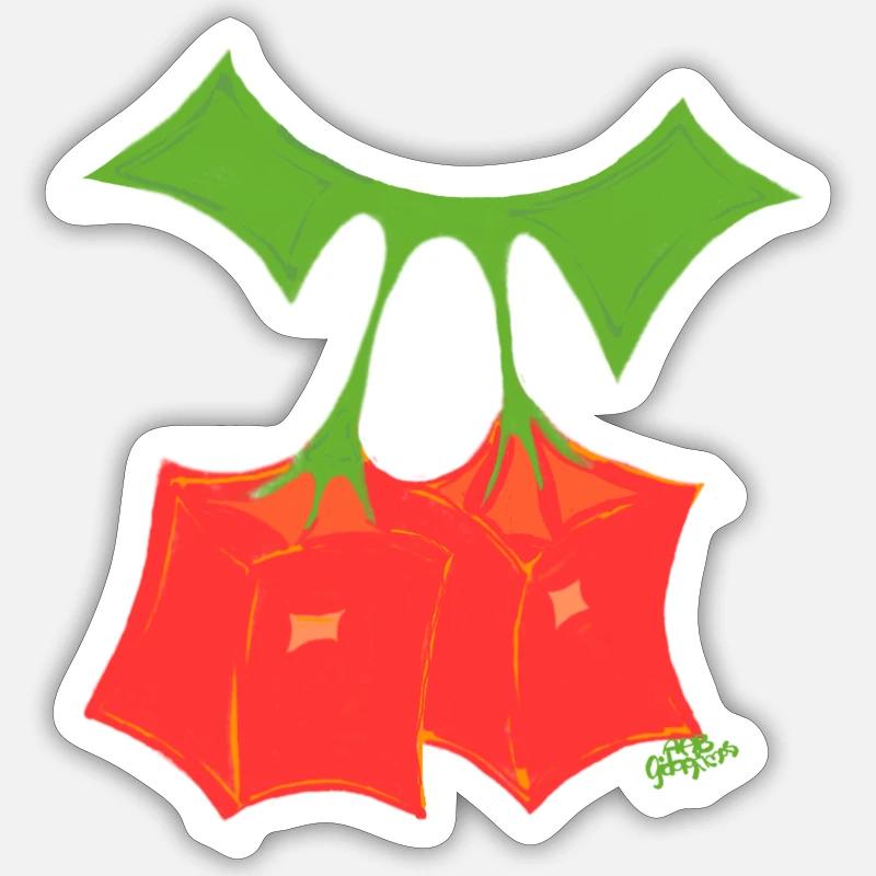 Hyperbolische Kirschen - Sticker Größe S (10 x 10 cm) - Mattweiß