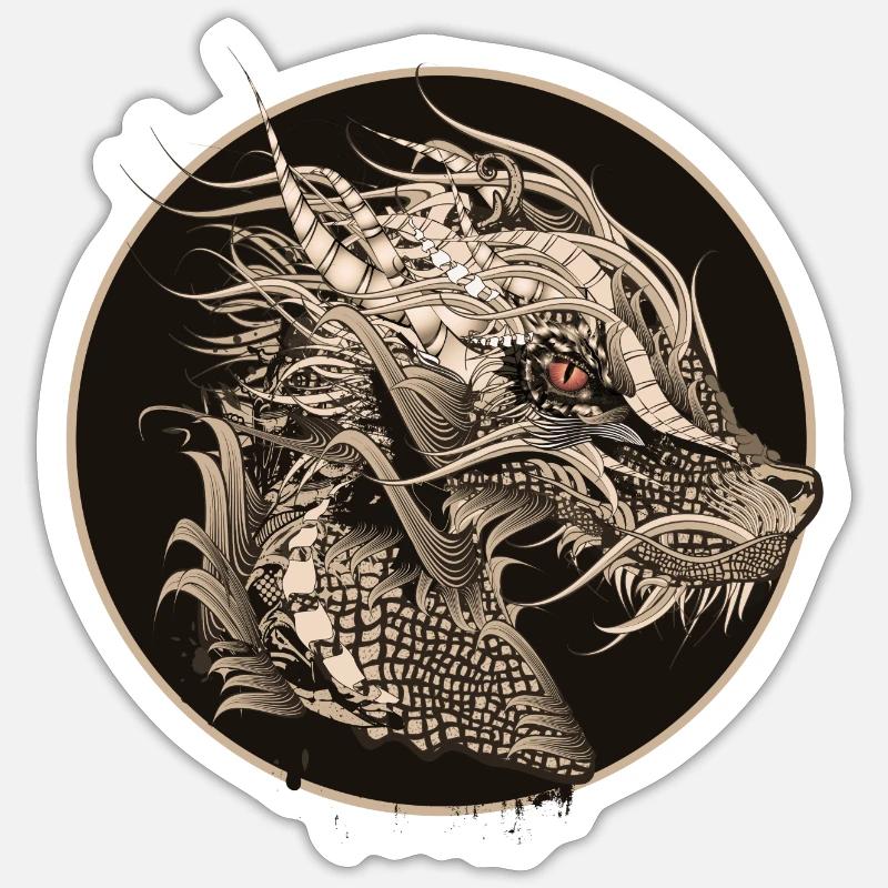 artfully designed mystical dragon patch - Sticker size S (10 x 10 cm) - white matte