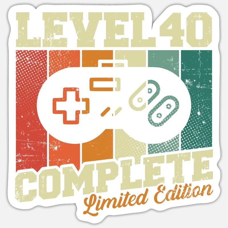 40. Geburtstag Geschenk - Level 40 Complete - Sticker Größe S (10 x 10 cm) - Mattweiß
