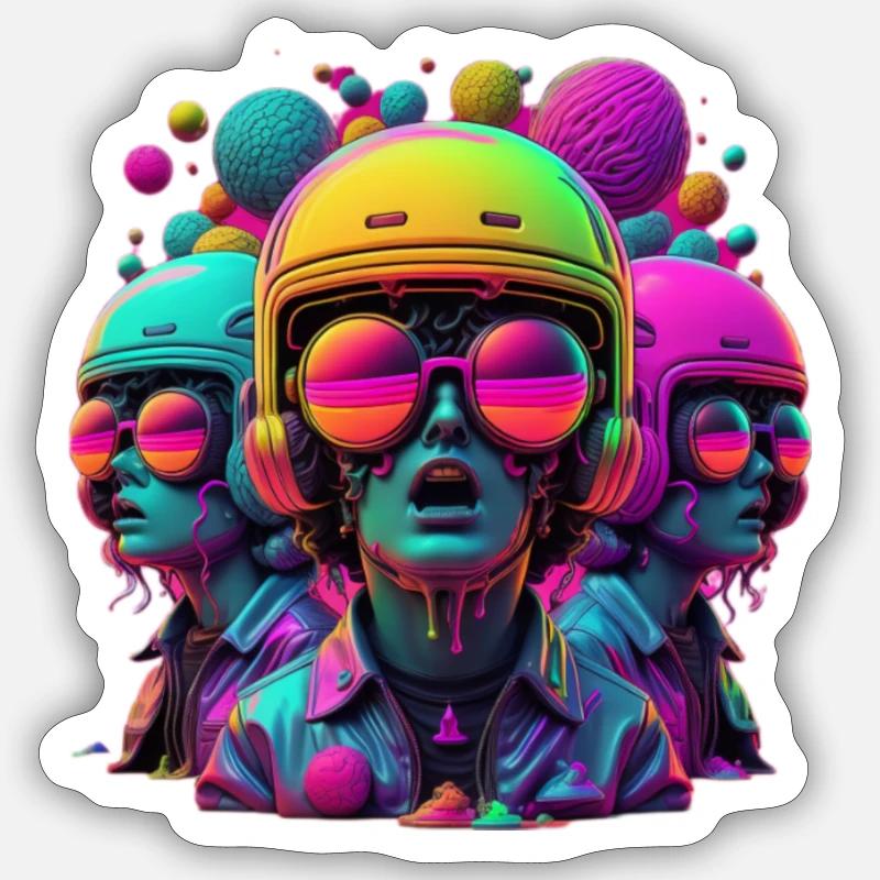 Dribbling-Köpfe - Sticker Größe S (10 x 10 cm) - Mattweiß