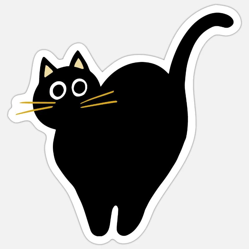Chat noir effrayé Sticker taille S (10 x 10 cm)