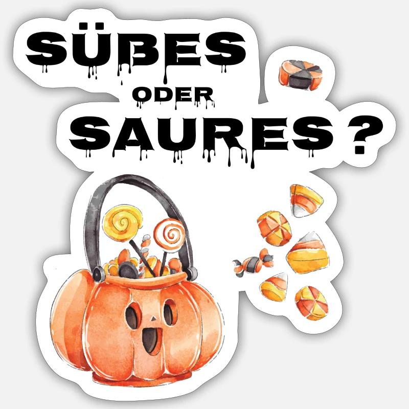 Süßes oder Saures - Sticker Größe S (10 x 10 cm) - Mattweiß