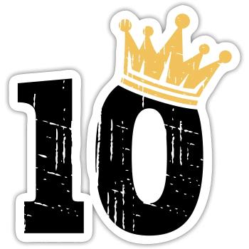 10 Krone 10. Geburtstag 10 Jahre - Sticker Größe S (10 x 10 cm) - Mattweiß - Vorne