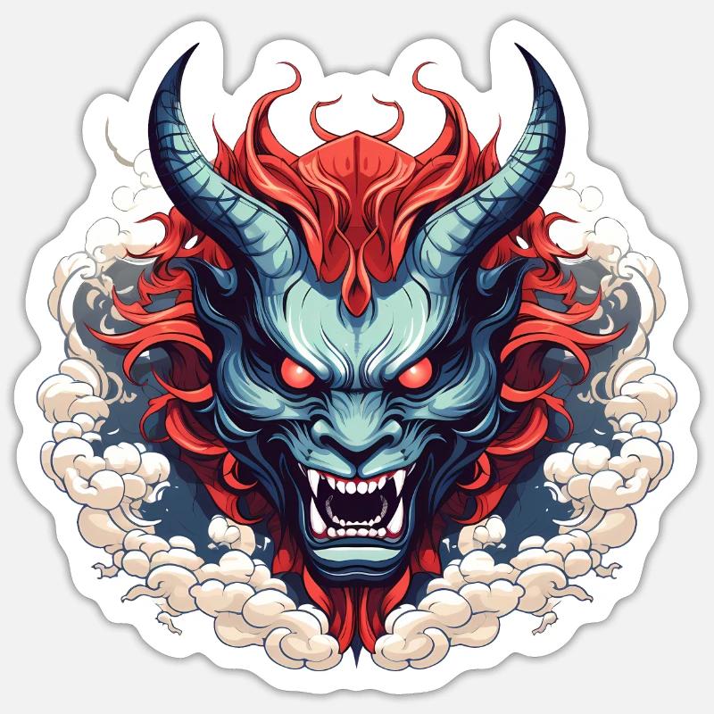 Dämonen-Oni - Sticker Größe S (10 x 10 cm) - Mattweiß