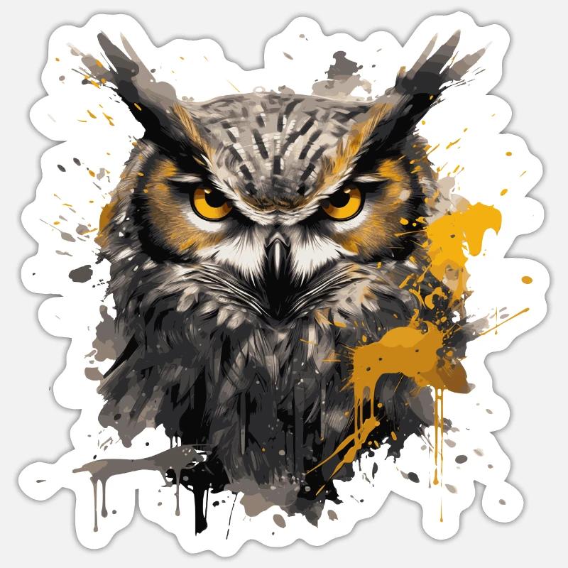 Owl Head - Sticker size S (10 x 10 cm) - white matte