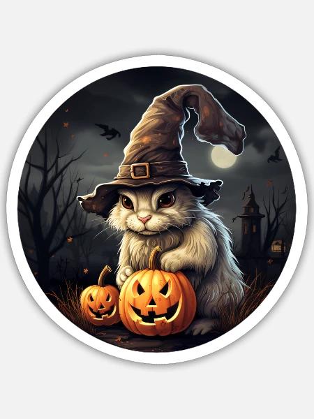 Halloween Häschen - Sticker Größe S (10 x 10 cm) - Mattweiß