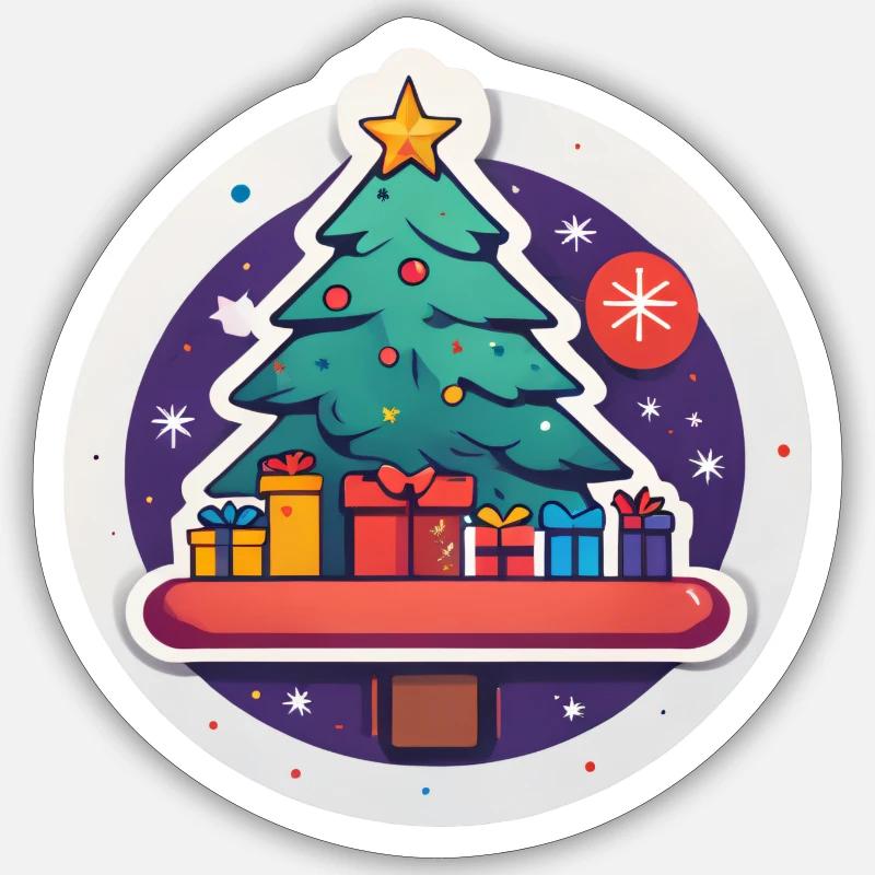 Fichte und Geschenke Sticker Größe S (10 x 10 cm)