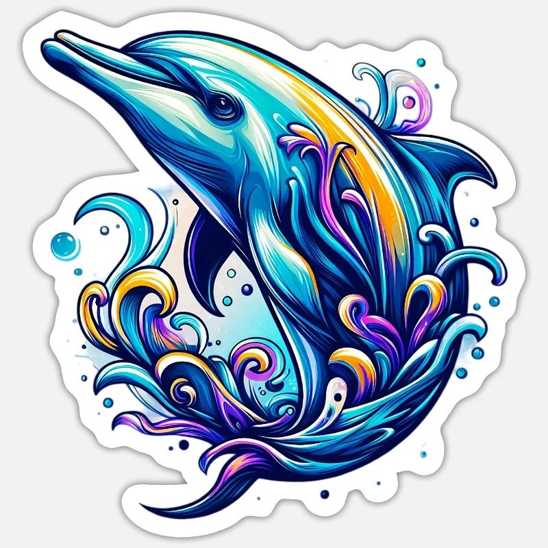 Delfin - Sticker Größe S (10 x 10 cm) - Mattweiß
