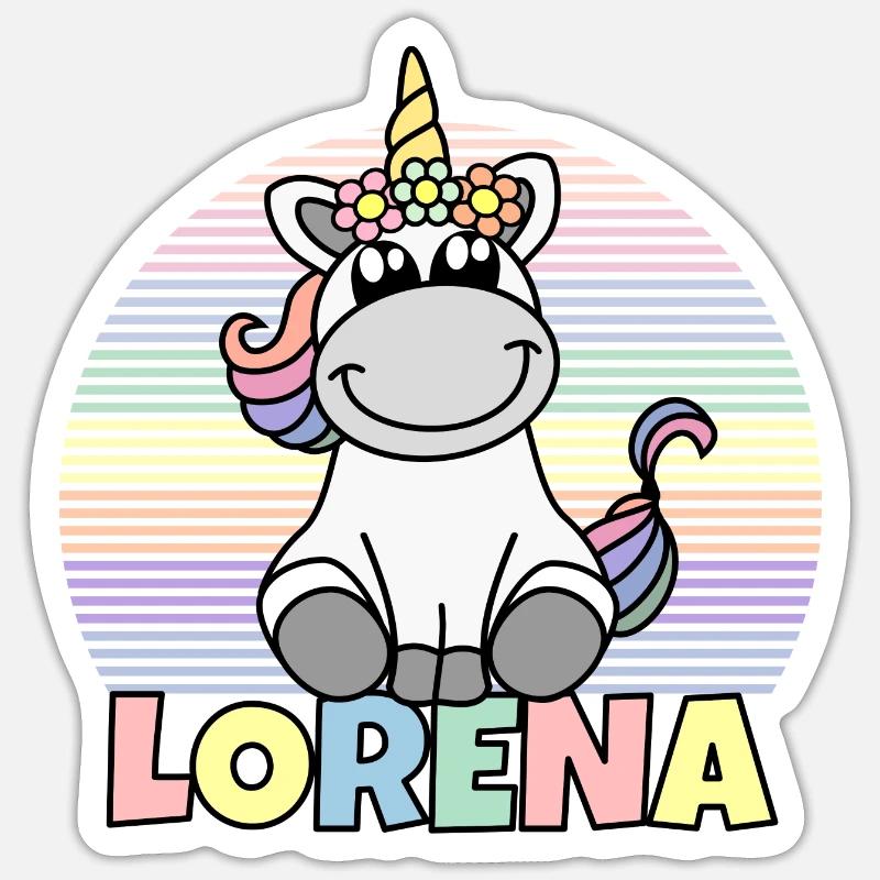 Lorena Einhorn Name Sticker Größe S (10 x 10 cm)