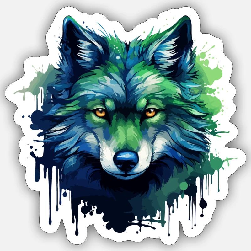 Blue Wolf - Sticker size S (10 x 10 cm) - white matte