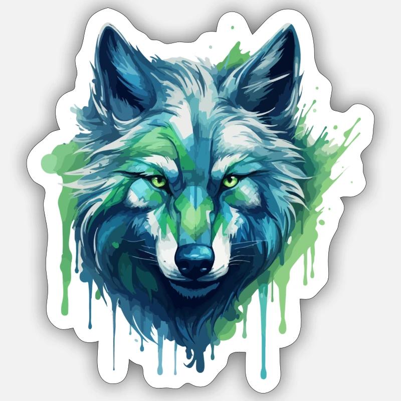 Blue Wolf - Sticker size S (10 x 10 cm) - white matte
