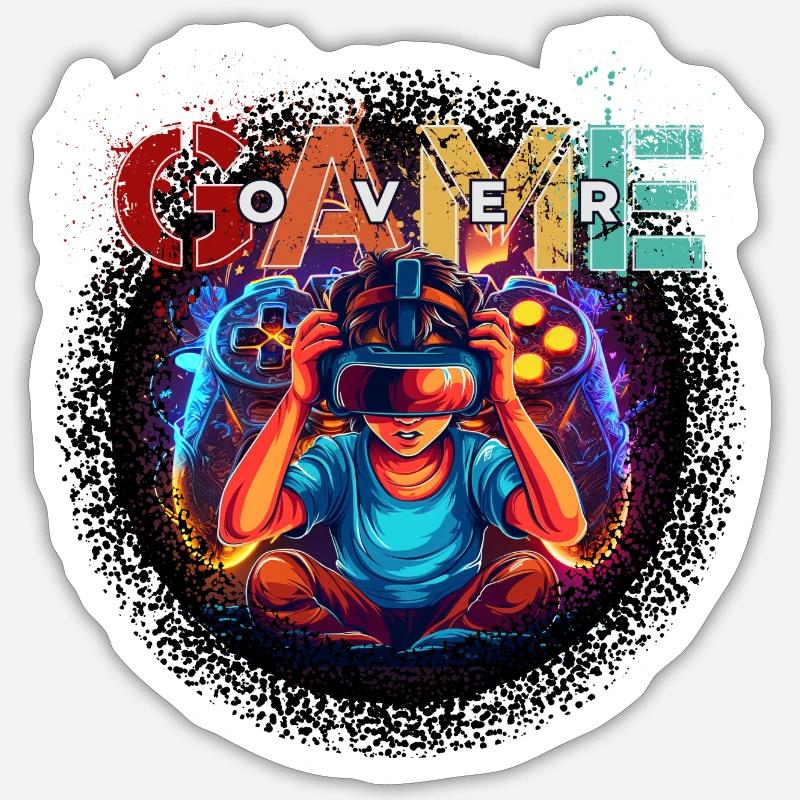 Game Over - Sticker taille S (10 x 10 cm) - blanc mat