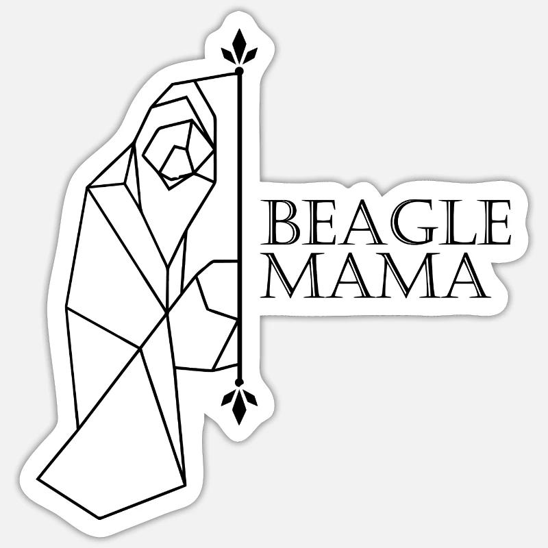 Beagle Mama - Sticker Größe S (10 x 10 cm) - Mattweiß